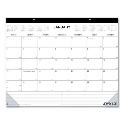 Desk Pad Calendar, 22 x 17, White Sheets, Black Binding, Clear Corners, 12-Month (Jan to Dec): 2025
