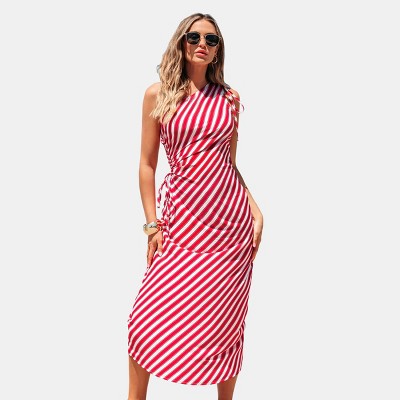 Women's Striped One-Shoulder Beach Maxi Dress - Cupshe
