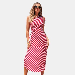 Women's Striped One-Shoulder Beach Maxi Dress - Cupshe - 1 of 4