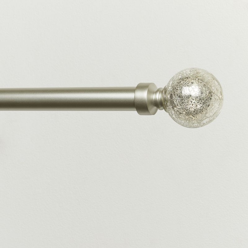Exclusive Home Silver Aged Sphere 1" Curtain Rod and Coordinating Finial Set, 3 of 4