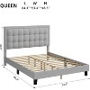 Button Tufted Upholstered Headboard Bed Frame, Sturdy Metal Foundation with Wood Slats, No Box Spring Needed, Platform Design for Bedroom. - 2 of 4