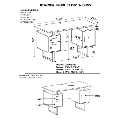 Sleek Modern Gray MDF Office Desk with Drawers and Filing Cabinet