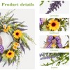 COZONY 20 Inch Sunflower Wreath, Artificial Floral Wreath with Lavender & Daisy for Front Door Home Wedding Decor - 3 of 4
