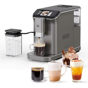 Espresso machine with automatic milk frother, 20 Bar pressure, adjustable grinder (1-15 levels), and 1.5L water tank; perfect for coffee lovers. - 1 of 4