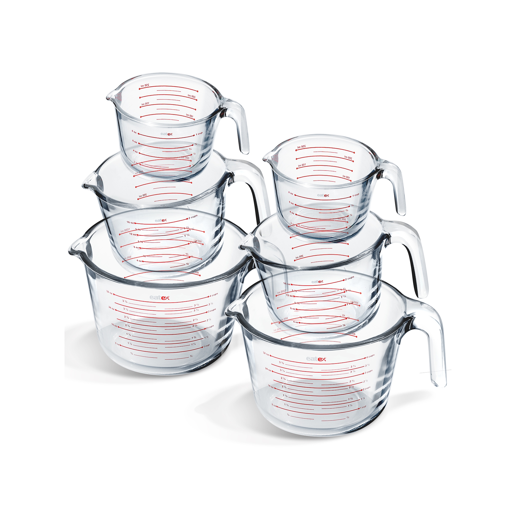 JoyTable Glass Measuring Cups Set of 6, Liquid Measuring Cups, Glass Measuring Cup Set
