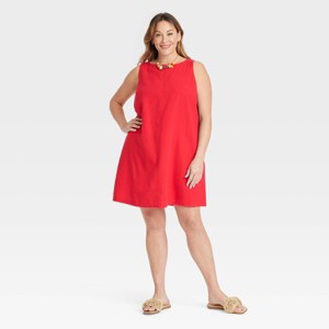 Women's Linen Woven Mini Shift Dress - Ava & Viv™ - 1 of 3