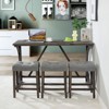 NicBex Dining Room Table Set for 3 Farmhouse Counter Height Table with MDF Tabletop, Wooden Frame, USB Ports and 3 Stools for Kitchen - 3 of 4