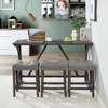 NicBex 59" Dining Table Set for 3 Bar Height Wooden Dining Table with Outlet with 3 Stools for Kitchen - image 2 of 4