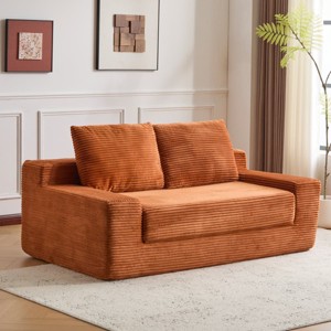 Modern Loveseat Sofa with Reversible Cushions and 2 Pillows , Deep Seat Couch Bed for Living Room, Bedroom, or Apartment-Tanpinhause - 1 of 4