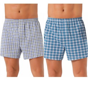 INSPIRE CHIC Men's 2 Pack Elastic Waistband Plaid Pattern Underwear Boxer Shorts - 1 of 4