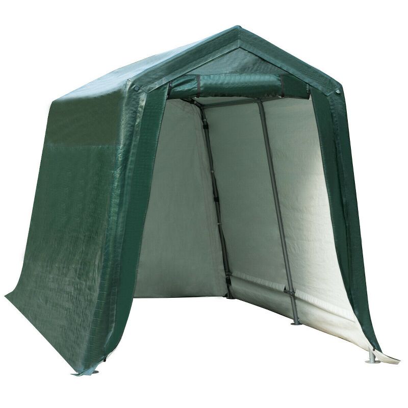 Costway 7'x12' Patio Tent Carport Storage Shelter Shed Car Canopy Heavy Duty Green, 1 of 11