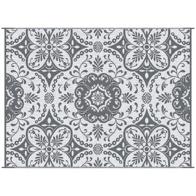 Resenkos Floor Mat Carpet,Indoor Door Mat,Reversible Outdoor Rug, 9'x 12' Waterproof Straw Floor Mat, Portable RV Camping Carpet, Blue & White Floral
