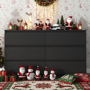 Resenkos 55" Storage Dressers Organizer for Bedroom, Wood 6 Drawers Dresser Chests, Black - 1 of 4