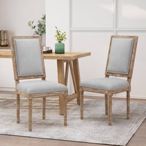 2pk Regina French Country Wood Upholstered Dining Chairs  - Christopher Knight Home - 1 of 4