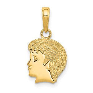 Black Bow Jewelry 14k Yellow Gold Flat Profile Boy Head Pendant, 11mm (7/16 inch) - 1 of 4