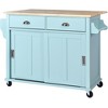 YOOCOZZ Rolling Kitchen Island with Rubber Wood Drop Leaf, Hidden Sliding Barn Doors and Large storage space - 2 of 4
