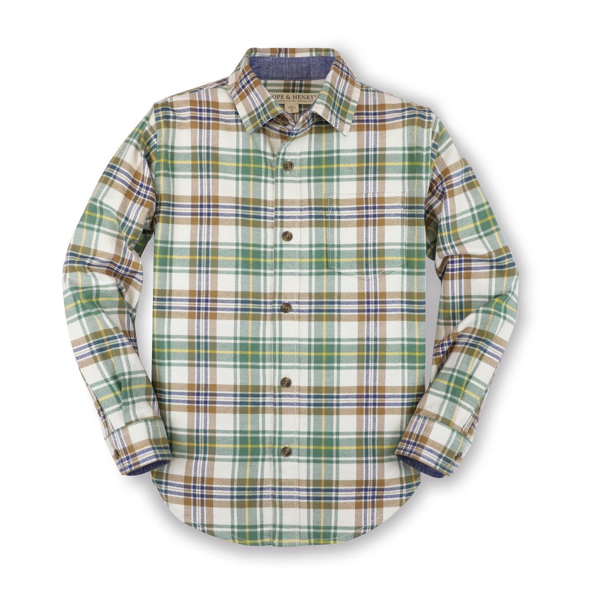 Hope & Henry Boys' Cotton Long Sleeve Brushed Cotton Flannel Button Down Shirt, Infant - thumbnail 9