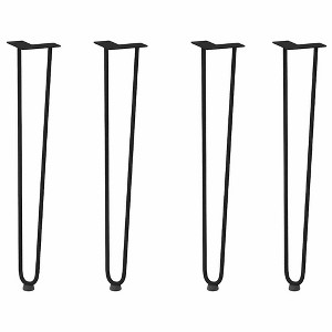 vidaXL Black Hairpin Table Legs - Steel Construction with Adjustable Levelers & Easy Assembly - 4pcs - 1 of 4