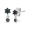 Haus of Brilliance Silver 1/10 Cttw Blue Diamond Star Stud with Bezel Drop Dangle Earrings - 2 of 4