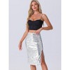 Allegra K Women's Glitter Side Slit High Waist Party Midi Sequin Skirt - 3 of 4
