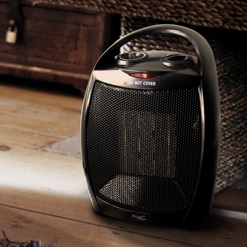 Vie Air 1500W Portable 2 Settings Black Ceramic Heater with Adjustable Thermostat, 3 of 6