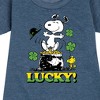 - Peanuts - Lucky Snoopy Graphic Short Sleeve Fleece Dress - 2 of 4