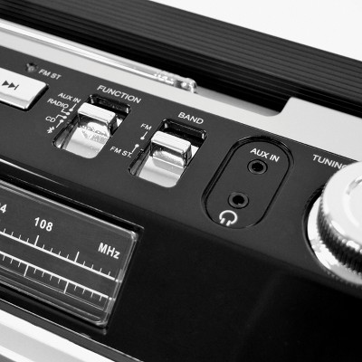 Studebaker Black Retro Bluetooth Boombox with FM Radio and CD Player