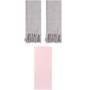 REGALWOVEN 3 Packs Striped and Tassels Hand Towels for Bathroom 14" x 30" - 1 of 4