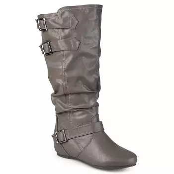 Journee Collection Womens Paris Hidden Wedge Riding Boots Grey 11 : Target