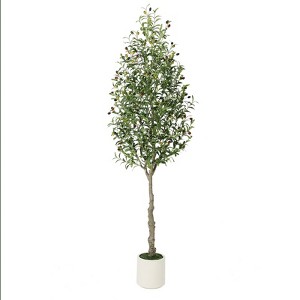 6FT（2PCS) 5FT/6FT/7FT Artificial Olive Tree - Curved Design for Home or Office Decor - 1 of 4