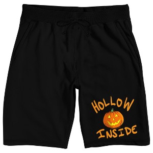 “Hollow Inside” Jack-O-Lantern Halloween Humor Men’s Black Sleep Pajama Shorts - 1 of 3