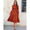 Coolmee Women Maxi Casual Dresses Spring Fall Fashion  Long Sleeve Ruffle Tiered Print Elegant Long Dress S Black - 3 of 4
