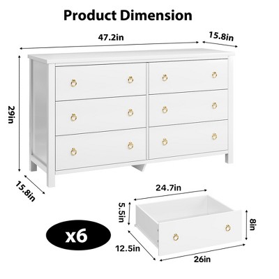 Modern Dresser 47.2" Wide - Extra Deep Storage, Freestanding Wooden Chest of Drawers
