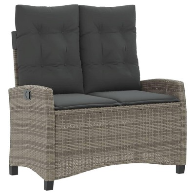 vidaXL Garden Bench Adjustable with Cushion Grey Poly Rattan
