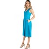 24seven Comfort Apparel Fit and Flare Sleeveless Maternity Midi Dress with Pockets - 2 of 4