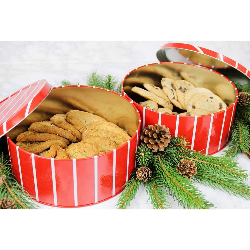 Decorae Round Cookie Tins, 2pk, for Baked Goods and Cake for Special Occasions, Christmas, Valentines Day and More, 5 of 7
