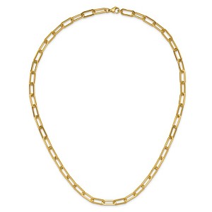 Chisel Stainless Steel Polished Yellow IP-plated Enlongated Open Link Paperclip 24" Chain Necklace - 1 of 4