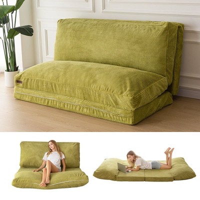 MAXYOYO Bean Bag Sofa Bed - Corduroy Floor Sofa with Washable Cover, Green