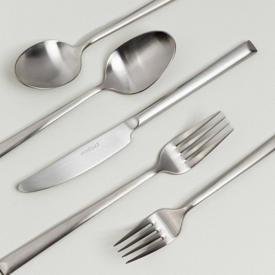 over&back 20pc Modern Flatware Set Brushed Stainless: 18/8 Stainless Steel, Service for 4, Dishwasher-Safe, BPA-Free
