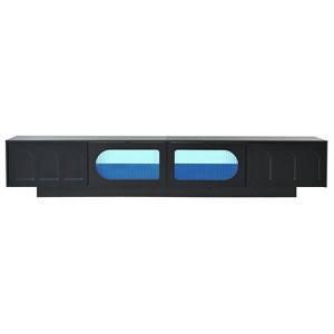 CLIHOME Entertainment Center TV Stand or TVs Up to 95'', Functional Media Console with Arched Cabinet Doors - 1 of 4