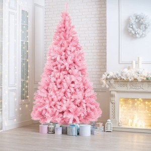 Angel Sar 6FT Pink Artificial Christmas Tree, Unlit Pine Tree with 1000 Tips, Sturdy Metal Stand for Home Office Party Decor - 1 of 4