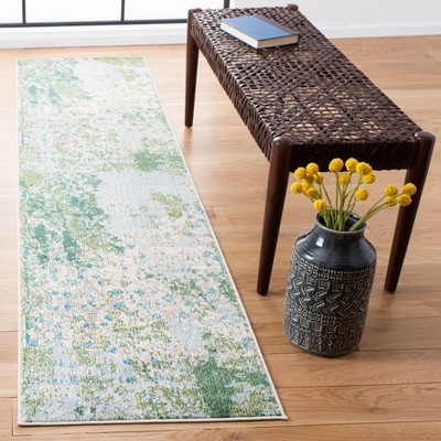 Elysian Fields Hand-Knotted Easy-Care Green/Blue Synthetic Rug - 2'2" x 4'
