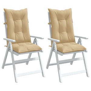 vidaXL Highback Chair Cushions 2 pcs Melange Beige 47.2"x19.7"x2.8" Fabric - 1 of 4