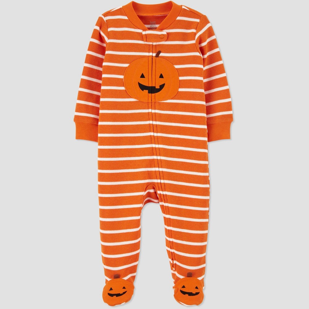 Baby Pumpkin Thermal Footed Pajama - Just One You made by carter's Orange 6M