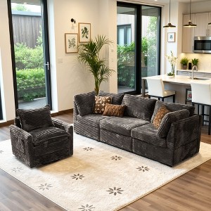 XIZZI Luxury Modular Sectional Sofa Couch, Oversized Cloud Couch for Living Room, Deep Seat Upholstered Sleeper Sofa Set w/ Optional Swivel Chairs - 1 of 4