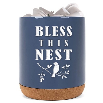 Elanze Designs Bless This Nest Navy Blue X-Large Cork Bottom, Kitchen Counter, Ceramic Stoneware, Coffee, Tea and Hot Chocolate, Machine Brewing, K