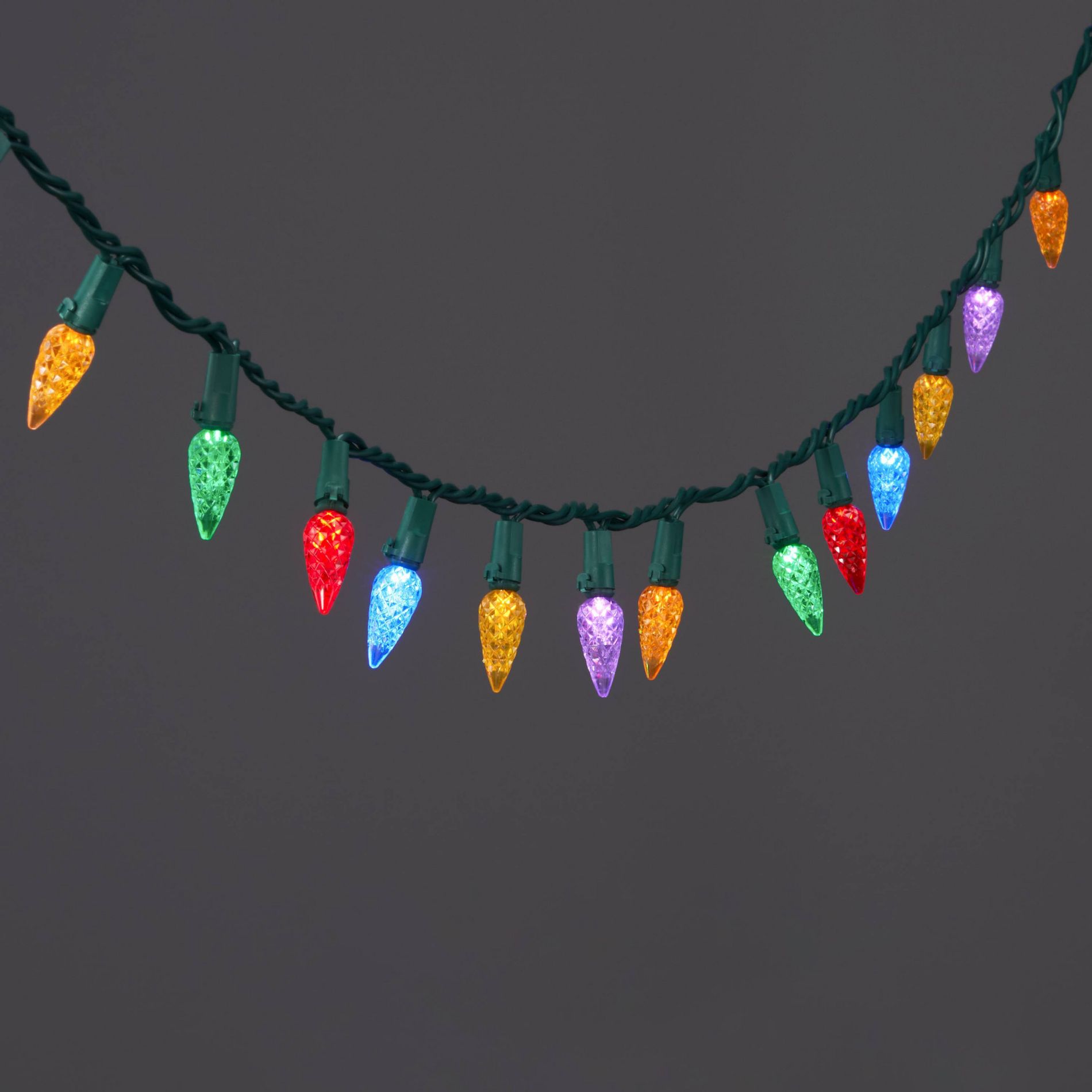 60ct LED C6 Faceted Christmas String Lights Multicolor with Green Wire - Wondershop™