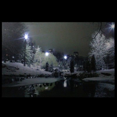 Northlight LED Lighted Nighttime City Park Winter Scene Canvas Wall Art - 23.5" x 15.75"