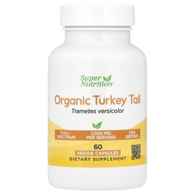 Super Nutrition Organic Turkey Tail Mushroom, 60 Veggie Capsules (0.5 g Per Capsule)