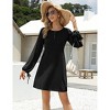 Women Crew Neck Long Sleeve Winter Dress with Pockets - 3 of 4